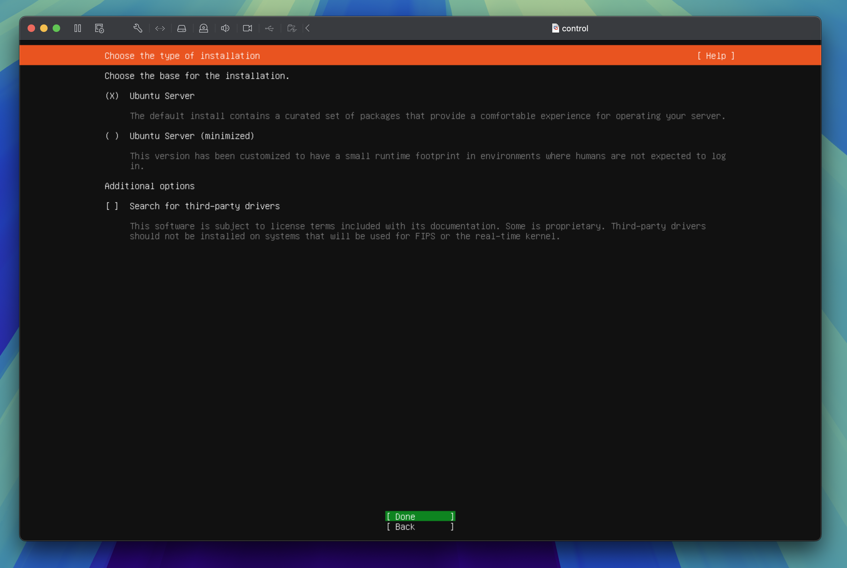 Install type option