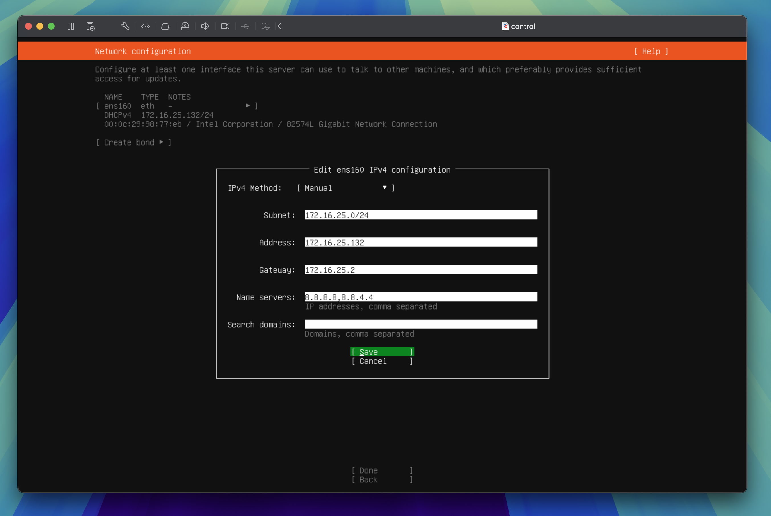 Network settings