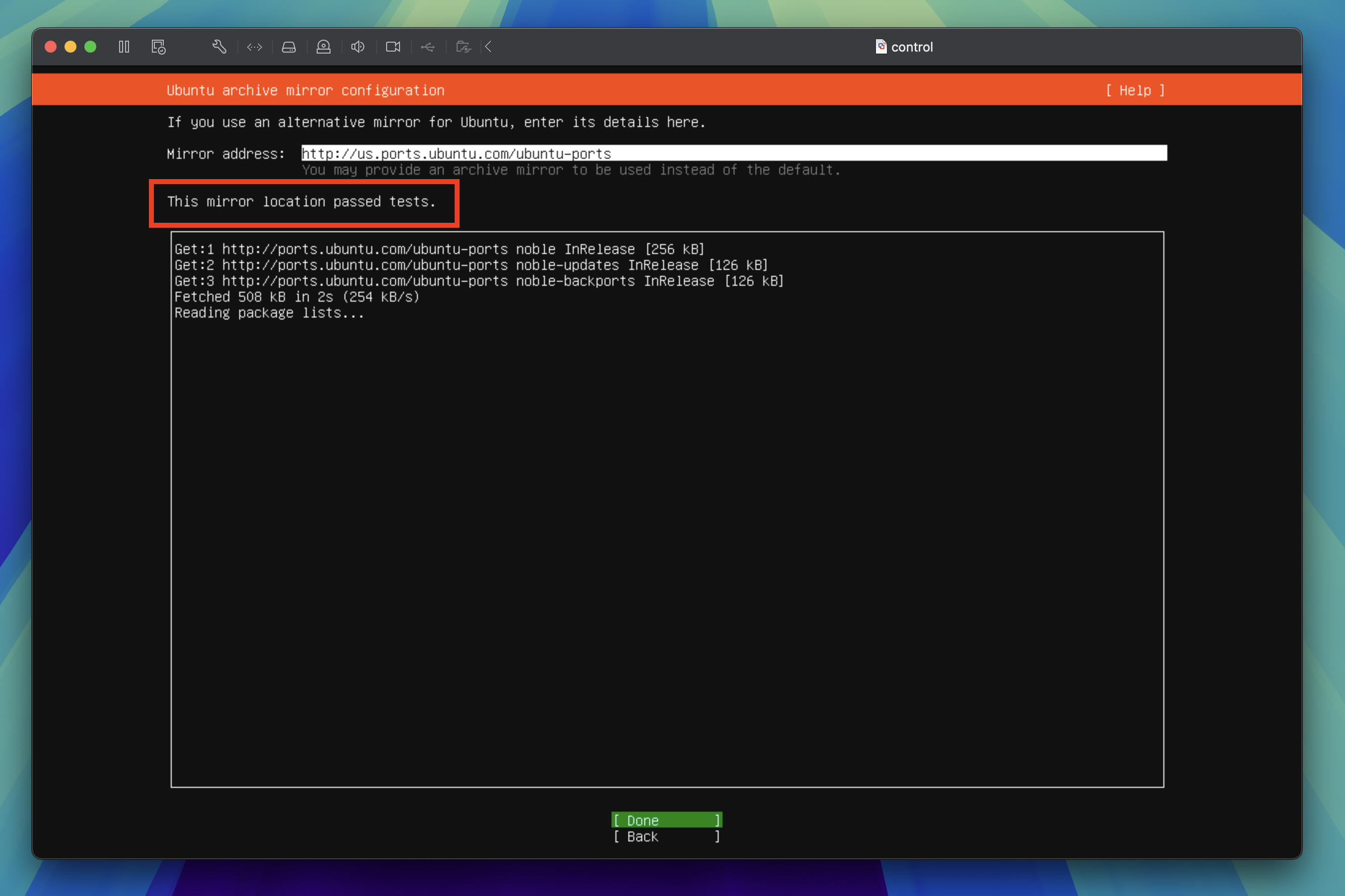 Ubuntu mirror test