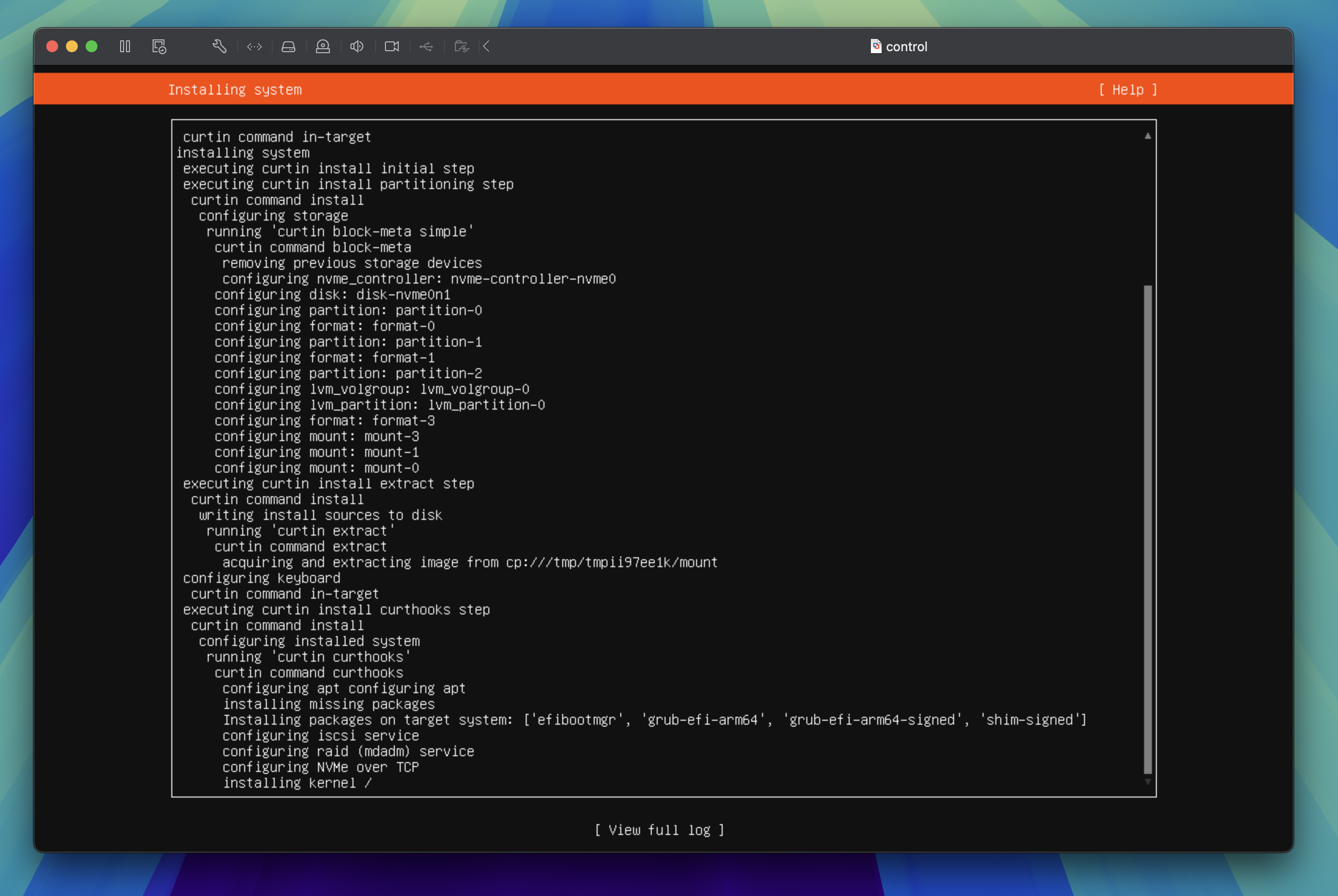 Installer progress