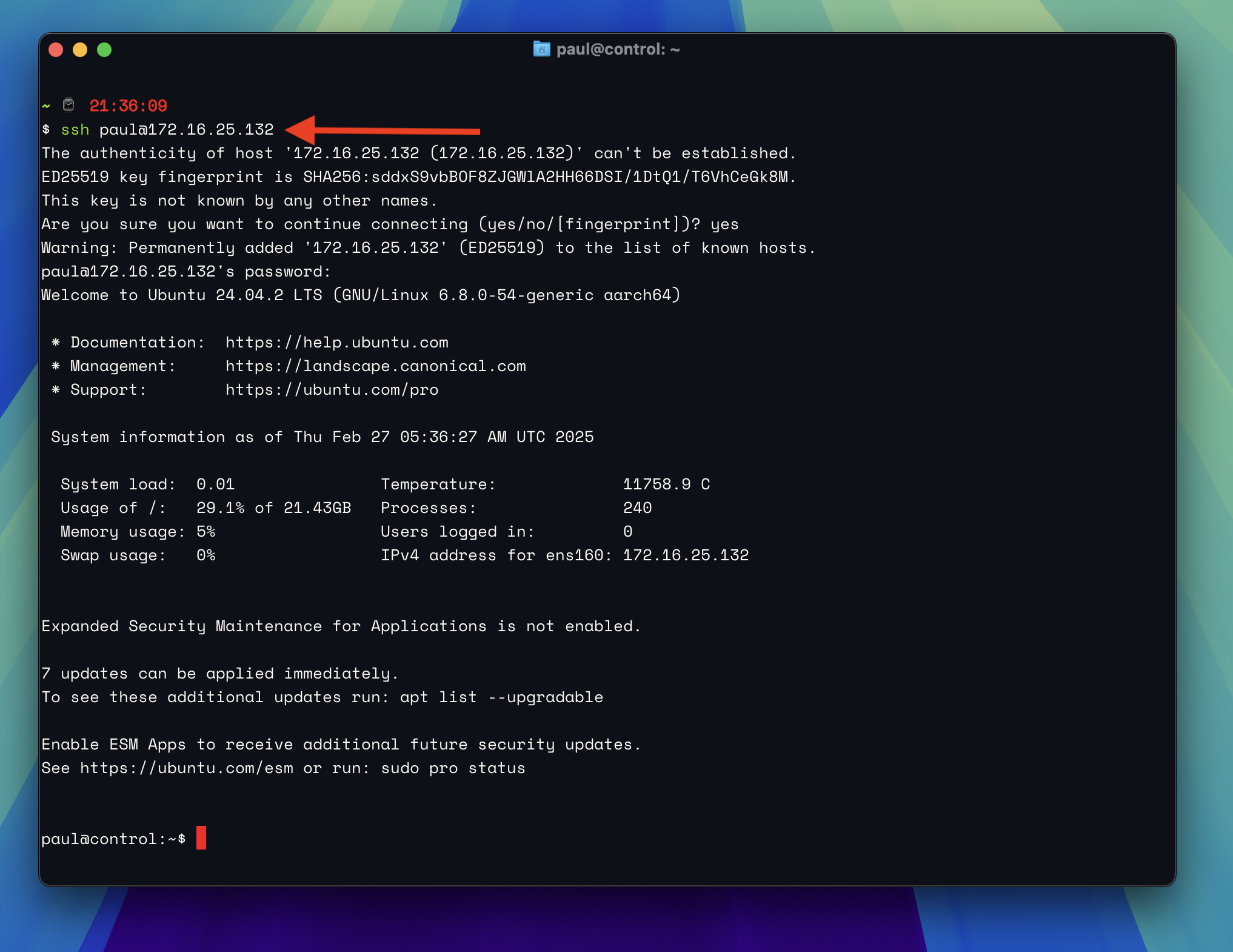 SSH login from host